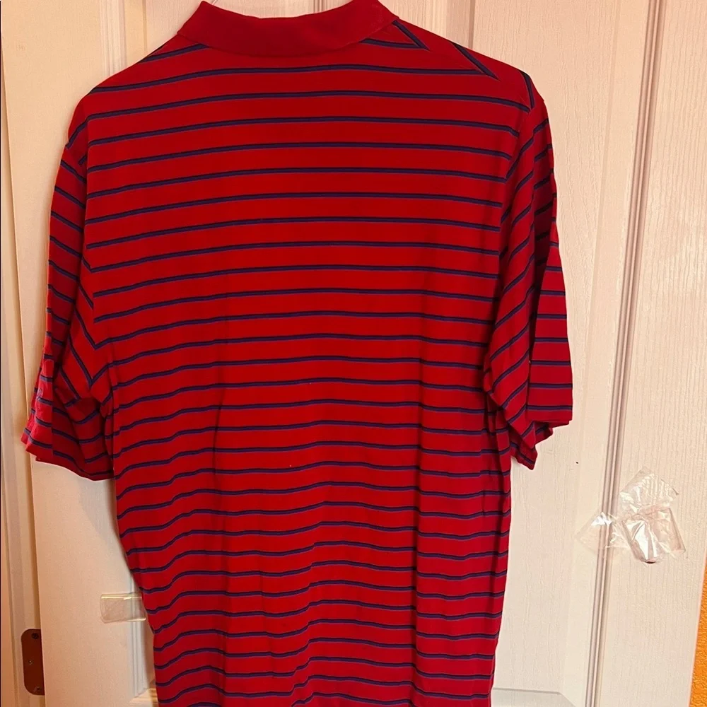 Ralph LaurenGolf Torreon Golf Club Red and Blue Striped Polo Shirt Lg